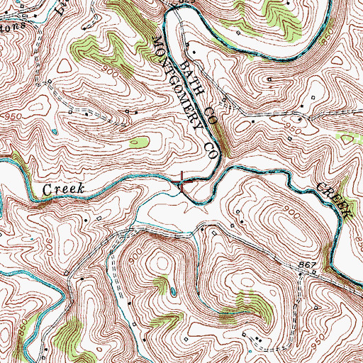 Topographic Map of Grassy Lick Creek, KY