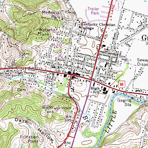 Topographic Map of Grayson, KY
