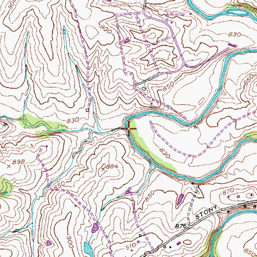 Topographic Map of Green Creek, KY