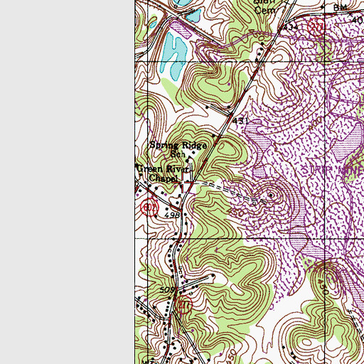 Topographic Map of Green River Chapel, KY