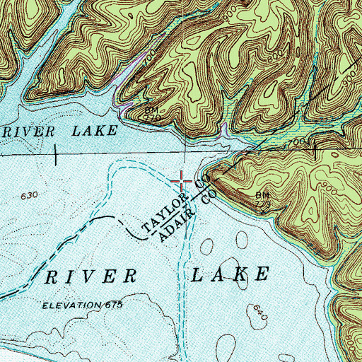 Topographic Map of Green River Lake, KY