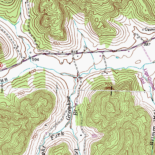 Topographic Map of Greenhow Branch, KY