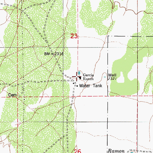 Topographic Map of Garcia Ranch, AZ