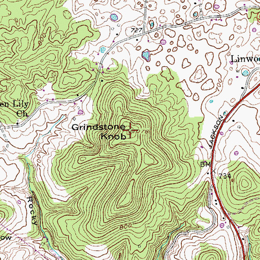 Topographic Map of Grindstone Knob, KY