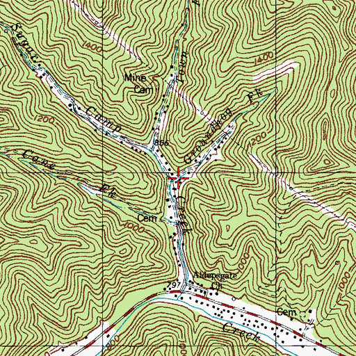 Topographic Map of Groundhog Fork, KY