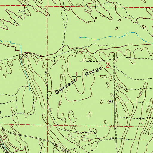 Topographic Map of Garrett Ridge, AR