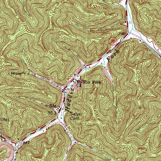 Topographic Map of Haddix Fork Church, KY
