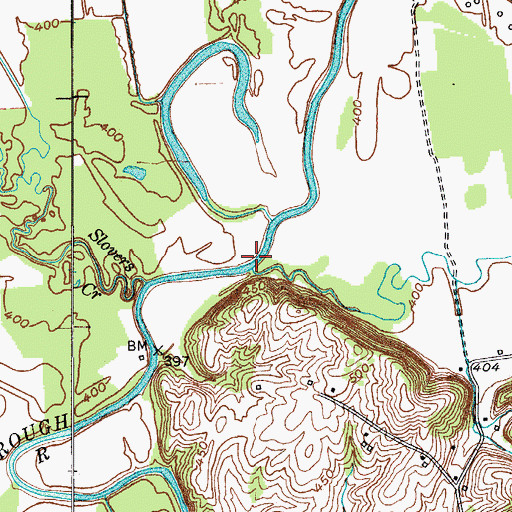 Topographic Map of Halls Creek, KY