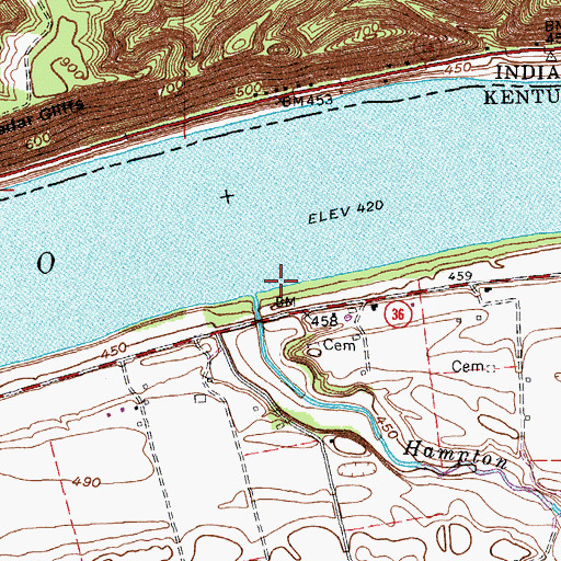 Topographic Map of Hampton Creek, KY