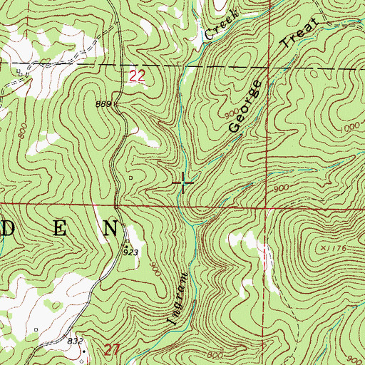 Topographic Map of George Treat Hollow, AR