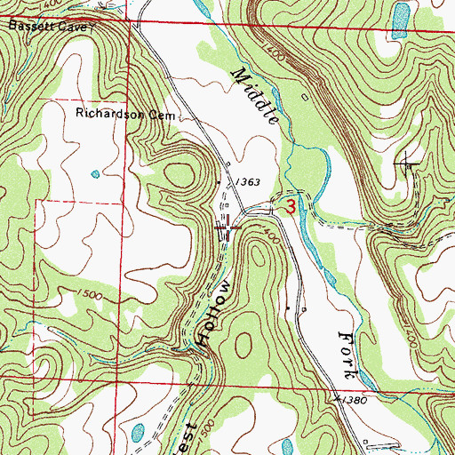 Topographic Map of George West Hollow, AR