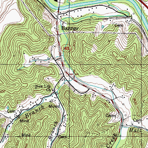 Topographic Map of Haus Branch, KY