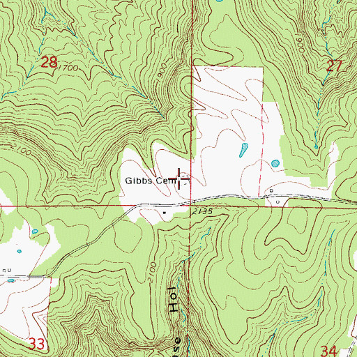 Topographic Map of Gibbs Cemetery, AR