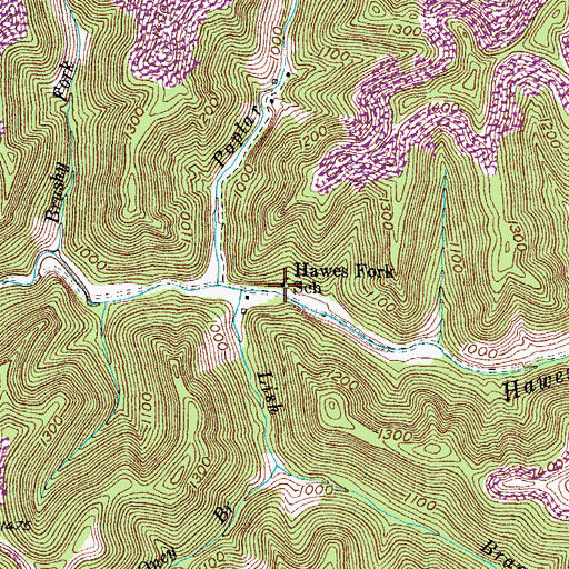 Topographic Map of Hawes Fork School, KY