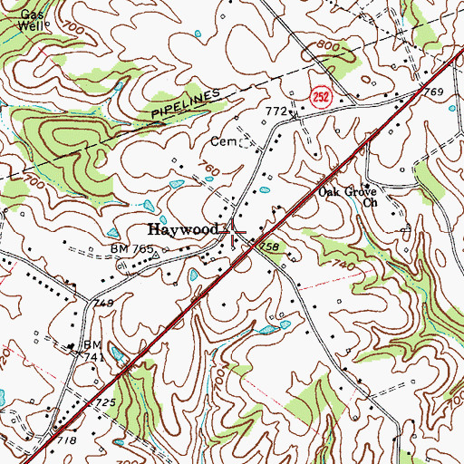 Topographic Map of Haywood, KY