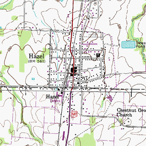 Topographic Map of Hazel, KY