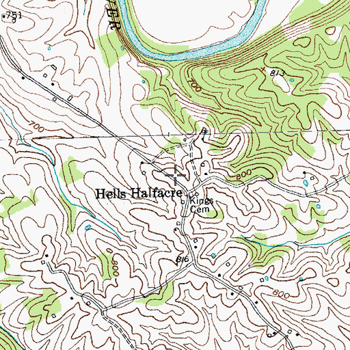 Topographic Map of Hells Halfacre, KY