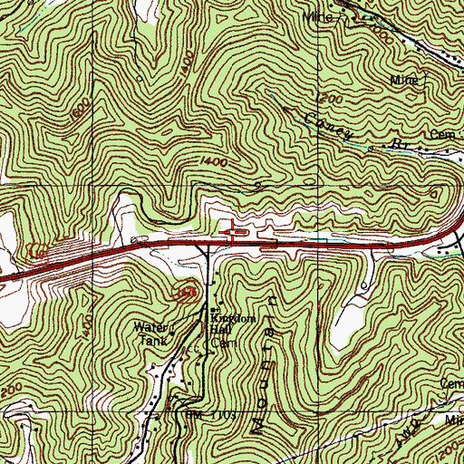 Topographic Map of Helvy Cemetery, KY