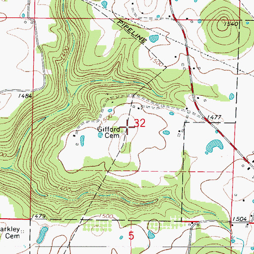 Topographic Map of Gifford Cemetery, AR
