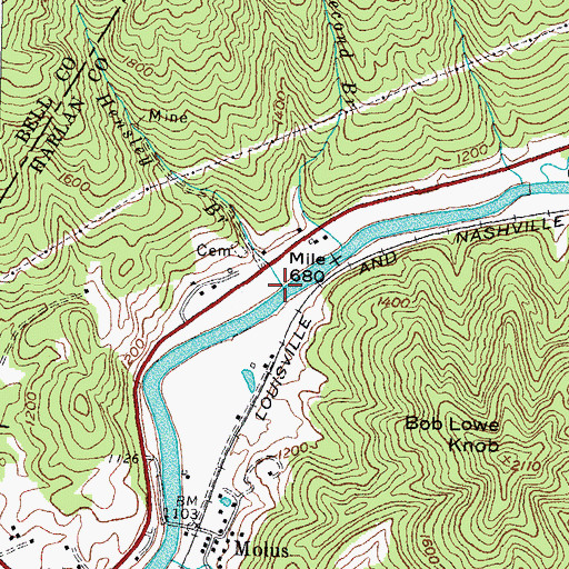 Topographic Map of Hensley Branch, KY