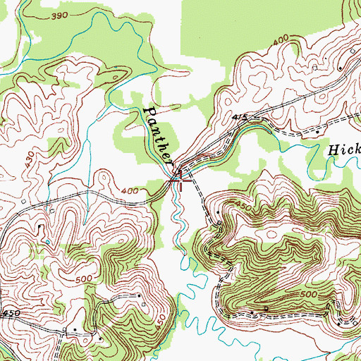 Topographic Map of Hickory Camp Creek, KY