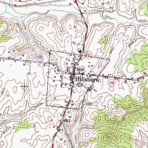 Topographic Map of Hillsboro, KY