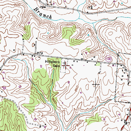Topographic Map of Hillsboro Cemetery, KY