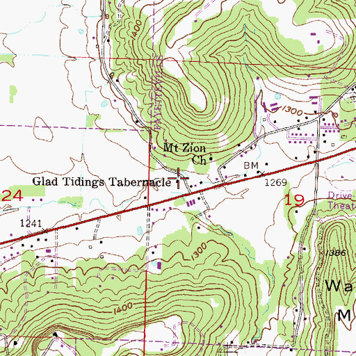 Topographic Map of Glad Tidings Tabernacle, AR