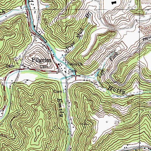 Topographic Map of Holty Branch, KY