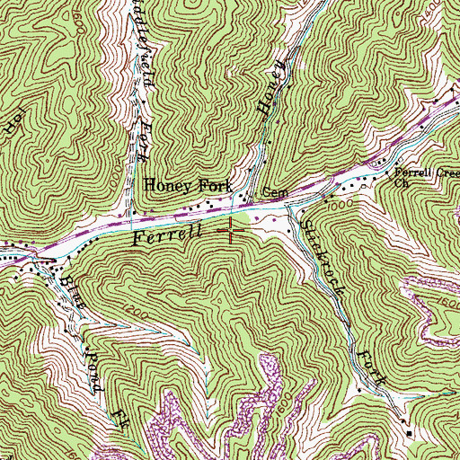 Topographic Map of Honey Fork, KY