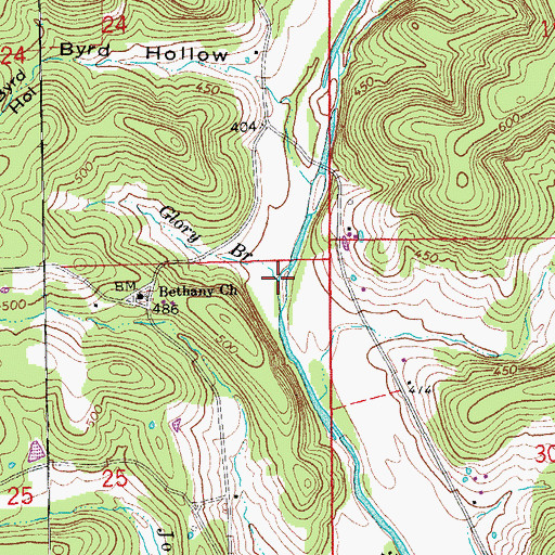 Topographic Map of Glory Branch, AR