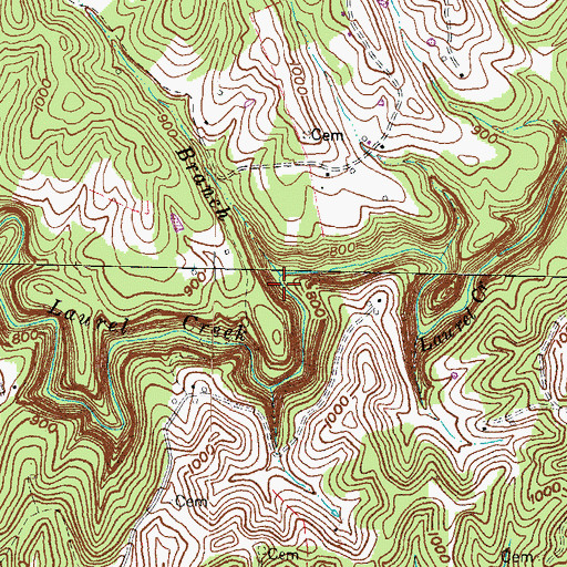 Topographic Map of Hopkins Cave Branch, KY