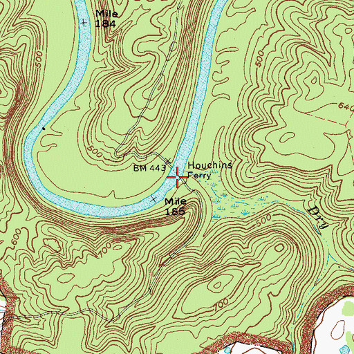 Topographic Map of Houchins Ferry, KY