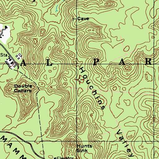 Topographic Map of Houchins Valley, KY