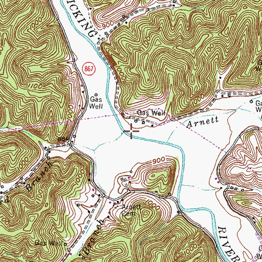Topographic Map of Howard Branch, KY