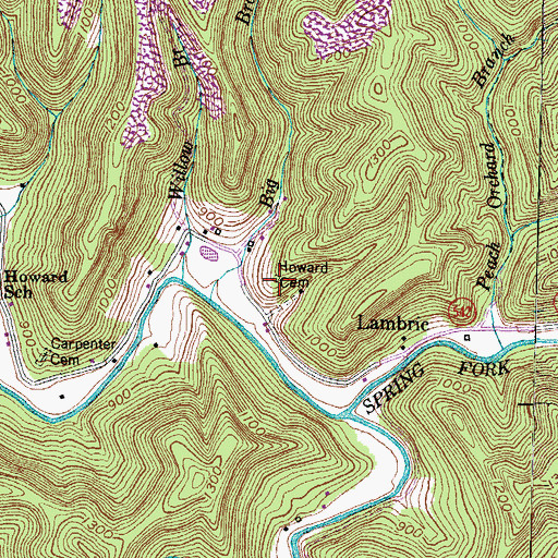 Topographic Map of Howard Cemetery, KY