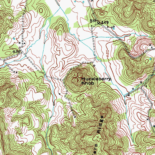 Topographic Map of Huckleberry Knob, KY