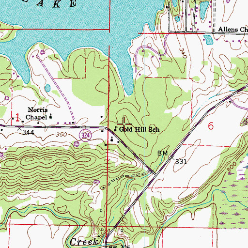 Topographic Map of Gold Hill School, AR