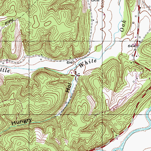 Topographic Map of Hungry Hollow, KY