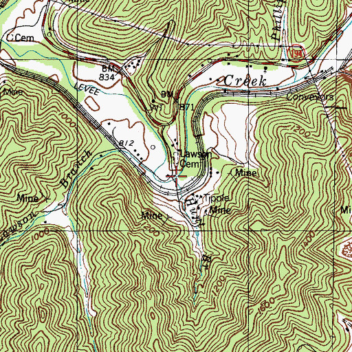 Topographic Map of Hunt Branch, KY