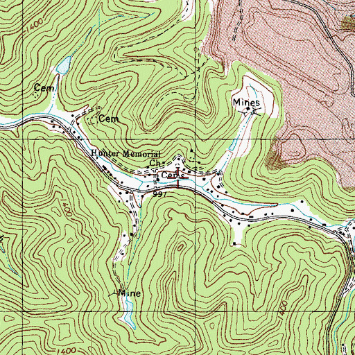 Topographic Map of Hunter Memorial Church, KY