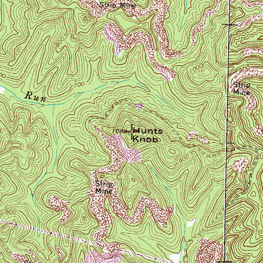 Topographic Map of Hunts Knob, KY