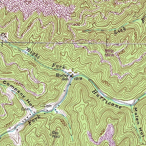Topographic Map of Hurley School, KY