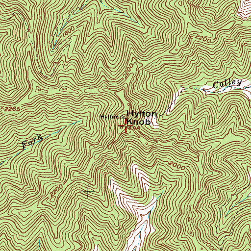 Topographic Map of Hylton Knob, KY