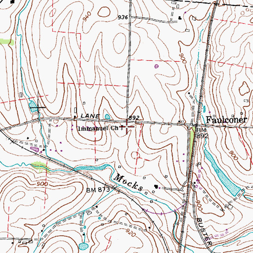 Topographic Map of Immanuel Church, KY