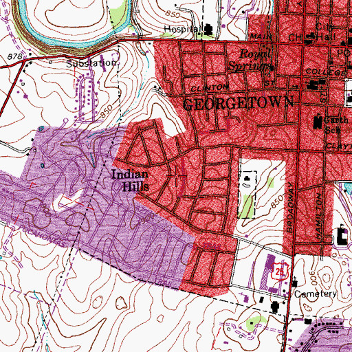 Topographic Map of Indian Hills, KY