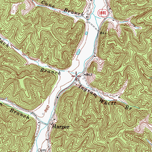 Topographic Map of Ingram Whitt Branch, KY