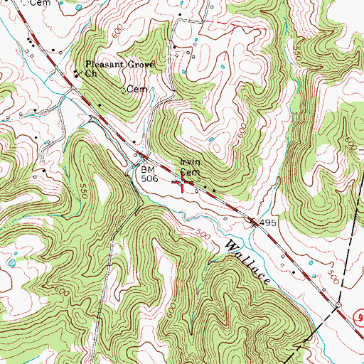 Topographic Map of Irvin Cemetery, KY
