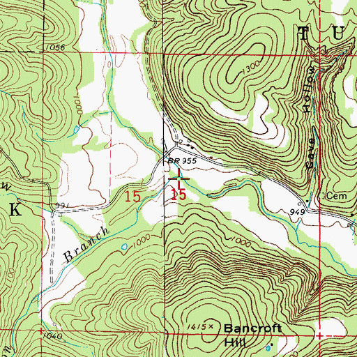 Topographic Map of Goodson Hollow, AR