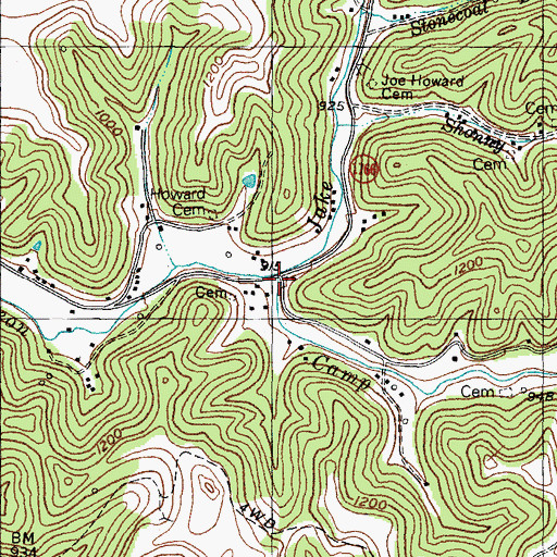 Topographic Map of Jake Fork, KY